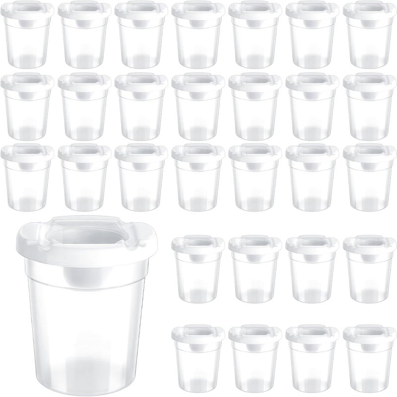 LIQWEI 30 Pack No Spill Paint Cups with Lids for Kids, Reusable Spill Proof Paint Water Cup Plastic Containers for Painting School Classrooms Arts Crafts Supplies (3 x 3 Inch) - Image 1
